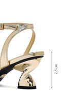 Women's Gold Ankle Buckle Chunky Heel Metallic Sandals | Derimod