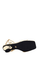 Women's Gold Ankle Buckle Chunky Heel Metallic Sandals | Derimod