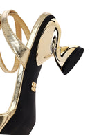 Women's Gold Ankle Buckle Chunky Heel Metallic Sandals | Derimod