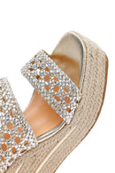 Women's Gold Braided Ankle Buckle Wedge Heeled Espadrille Sandals | Derimod