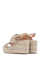 Kadın Krem Örgü Bilekten Tokalı Dolgu Topuklu Espadril Sandalet | Derimod