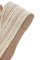 Kadın Krem Örgü Bilekten Tokalı Dolgu Topuklu Espadril Sandalet | Derimod