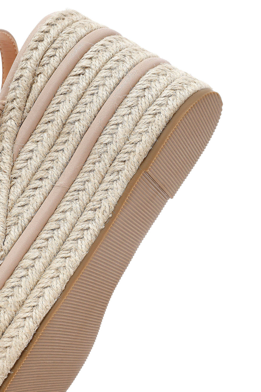 Women's Cream Knitted Ankle Buckle Wedge Heeled Espadrille Sandals