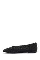 Women's Black Glitter Ballerina | Derimod