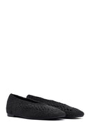 Women's Black Glitter Ballerina | Derimod