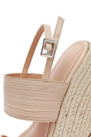 Women's Cream Ankle Buckle Wedge Heel Espadrille Sandals | Derimod