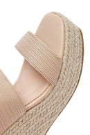 Women's Cream Ankle Buckle Wedge Heel Espadrille Sandals | Derimod
