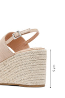 Women's Cream Ankle Buckle Wedge Heel Espadrille Sandals | Derimod