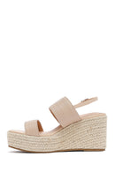 Women's Cream Ankle Buckle Wedge Heel Espadrille Sandals | Derimod