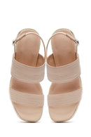 Women's Cream Ankle Buckle Wedge Heel Espadrille Sandals | Derimod