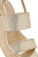 Women's Gold Ankle Buckle Chunky Heel Metallic Sandals | Derimod