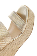 Women's Gold Ankle Buckle Chunky Heel Metallic Sandals | Derimod