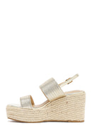 Women's Gold Ankle Buckle Chunky Heel Metallic Sandals | Derimod