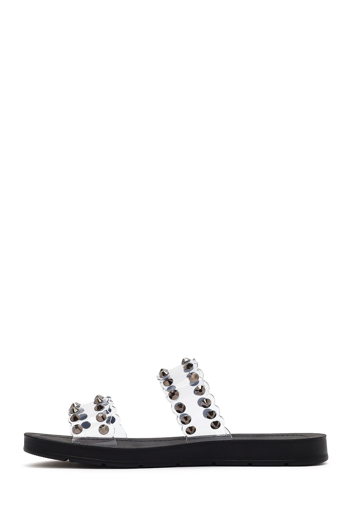 Kadın Siyah Şeffaf Taşlı Terlik