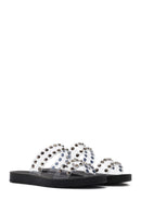 Women's Black Transparent Stone Slippers | Derimod