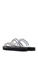 Women's Black Transparent Stone Slippers | Derimod