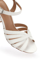 Kadın Beyaz Bilekten Bantlı Kalın Topuklu Sandalet | Derimod