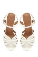 Kadın Beyaz Bilekten Bantlı Kalın Topuklu Sandalet | Derimod