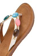 Kadın Beyaz Parmak Arası Taşlı Terlik | Derimod