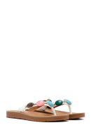 Kadın Beyaz Parmak Arası Taşlı Terlik | Derimod