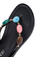 Kadın Siyah Parmak Arası Taşlı Terlik | Derimod