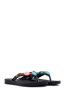 Kadın Siyah Parmak Arası Taşlı Terlik | Derimod