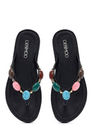 Kadın Siyah Parmak Arası Taşlı Terlik | Derimod