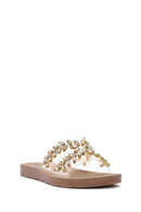 Women's Gold Stone Slippers | Derimod