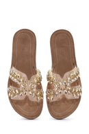 Women's Gold Stone Slippers | Derimod
