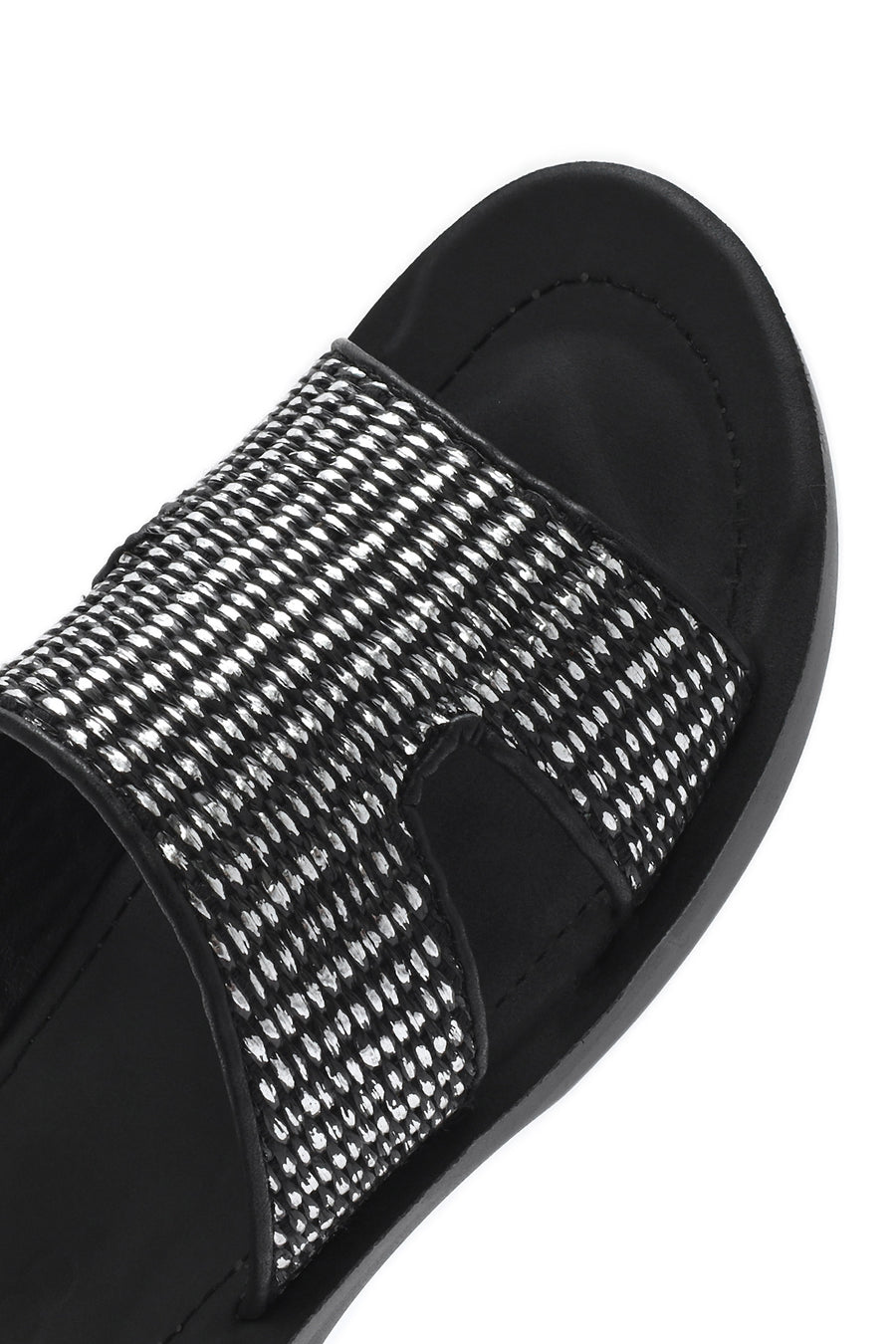 Women's Black Straw Slippers