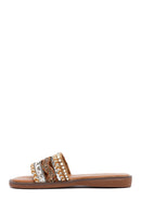 Woman Beige Stone Slippers | Derimod