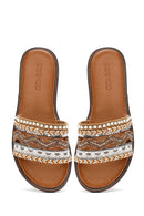 Woman Beige Stone Slippers | Derimod