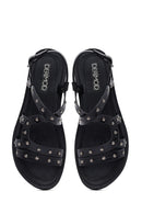 Kadın Siyah Kroko Sandalet | Derimod