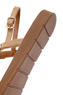 Kadın Bej Parmak Arası Taşlı Sandalet | Derimod