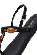 Kadın Siyah Parmak Arası Taşlı Sandalet | Derimod