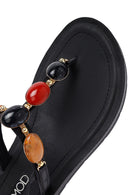 Kadın Siyah Parmak Arası Taşlı Sandalet | Derimod