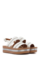 Women's White Thick-Soled Braided Sandals | Derimod