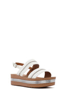 Women's White Thick-Soled Braided Sandals | Derimod