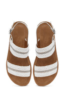 Women's White Thick-Soled Braided Sandals | Derimod