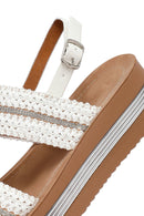 Women's White Thick-Soled Braided Sandals | Derimod