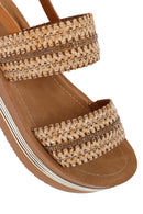 Women's Brown Thick Soled Braided Sandals | Derimod