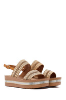 Women's Brown Thick Soled Braided Sandals | Derimod