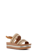 Women's Brown Thick Soled Braided Sandals | Derimod