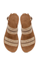 Women's Brown Thick Soled Braided Sandals | Derimod