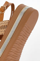 Women's Brown Thick Soled Braided Sandals | Derimod