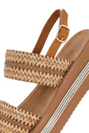 Women's Brown Thick Soled Braided Sandals | Derimod