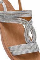 Kadın Gümüş Taşlı Sandalet | Derimod