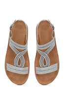 Kadın Gümüş Taşlı Sandalet | Derimod