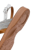 Kadın Gümüş Taşlı Sandalet | Derimod