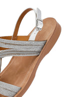 Kadın Gümüş Taşlı Sandalet | Derimod